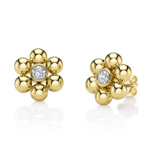 Shy Creation Bezel Flower Stud Earring