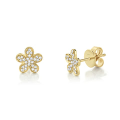 Shy Creation Diamond Flower Stud Earrings