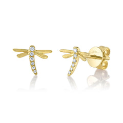 Shy Creation 14K Diamond Dragonfly Earring