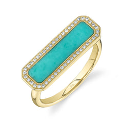 Shy Creation Turquoise Bar & Diamond Ring
