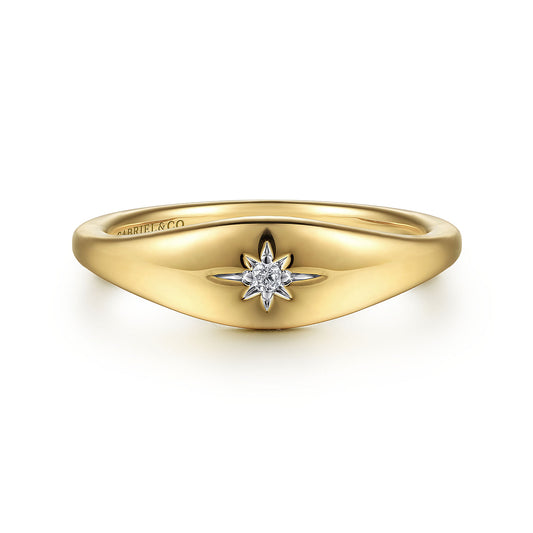 Gabriel & Co. Starburst Signet Diamond Ring