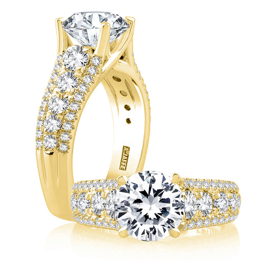A. Jaffe Three Row Pave Diamond Engagement Ring