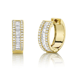 Shy Creation 14K Diamond Baguette Huggie Earring