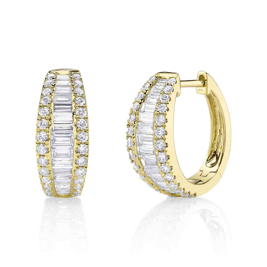 Shy Creation Diamond Baguette Huggie Earring