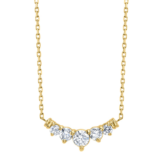 Diamond Three Prong Curved Pendant