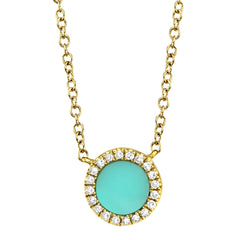 Shy Creation Diamond & Composite Turquoise Pendant