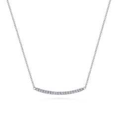 Gabriel & Co 18 Inch 14K White Gold Diamond Pave Curved Bar Necklace