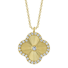Shy Creation 14K Diamond Clover Necklace