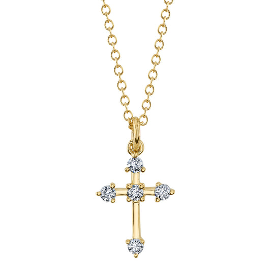 Shy Creation 14K Diamond Cross Necklace