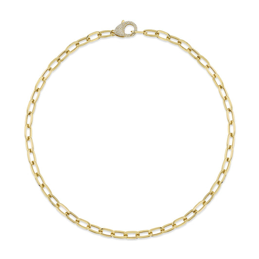 Shy Creation Diamond Paper Clip Link Necklace