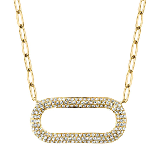 Shy Creation Diamond Paper Clip Link Necklace