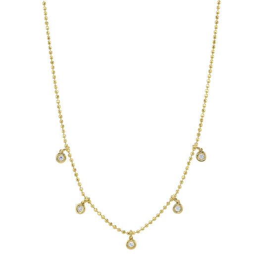 Shy Creation Diamond Bezel Faceted Ball Chain Necklace