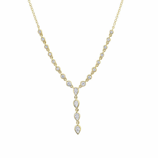 Shy Creation Diamond Pear Lariat Necklace