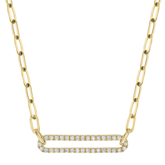 Shy Creation Diamond Paper Clip Link Necklace