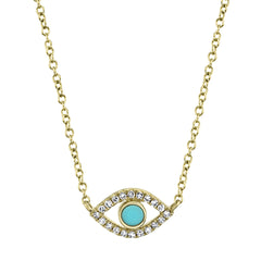 Shy Creation Diamond & Composite Turquoise Eye Pendant