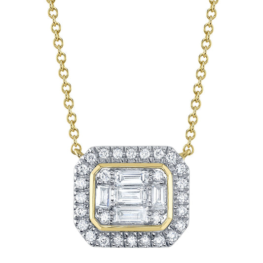Shy Creation Diamond Baguette Necklace