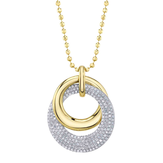 Shy Creation Diamond Pave Circle Faceted Ball Chain Necklace