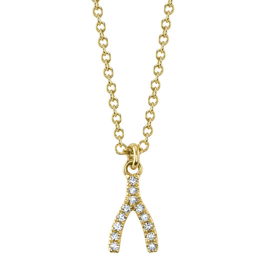 Shy Creation Diamond Wishbone Necklace