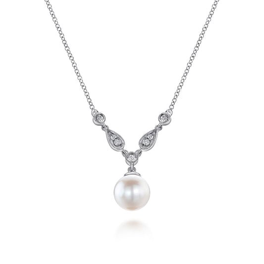 Gabriel & Co. Cultured Pearl And Diamond Accent Necklace