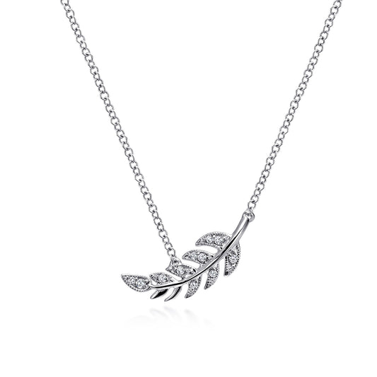Gabriel & Co. Diamond Leaf Pendant Necklace