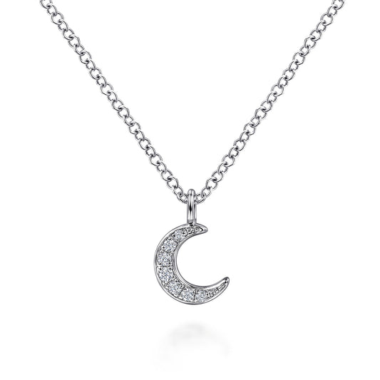 Gabriel & Co. Diamond Pave Crescent Pendant Necklace