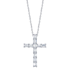 Emerald Cut Diamond Cross Pendant