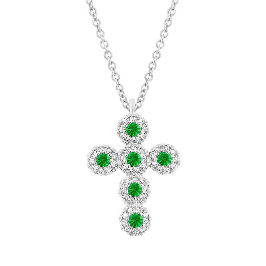 Shy Creation Garnet And Diamond Cross Necklace
