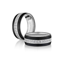 Verragio 8MM Diamond Titanium Gold Panache Wedding Band