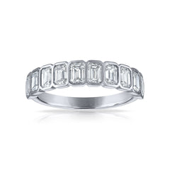 Emerald Cut Bezel Set Wedding Band