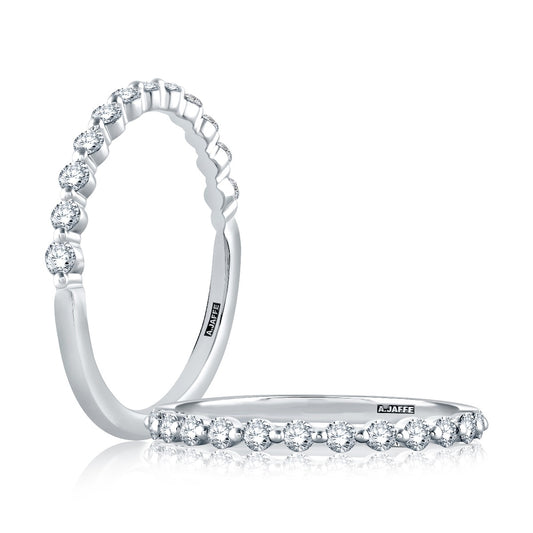 A. Jaffe Petite Halfway Single Shared Prong Bubble Diamond Wedding Band