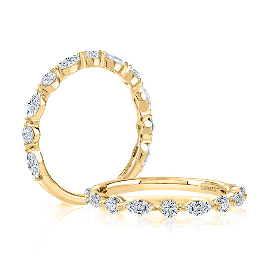 A. Jaffe Round and Marquise Wedding Band