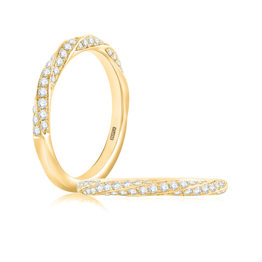 A. Jaffe Twist Pave Diamond Half Circle Stackable Band