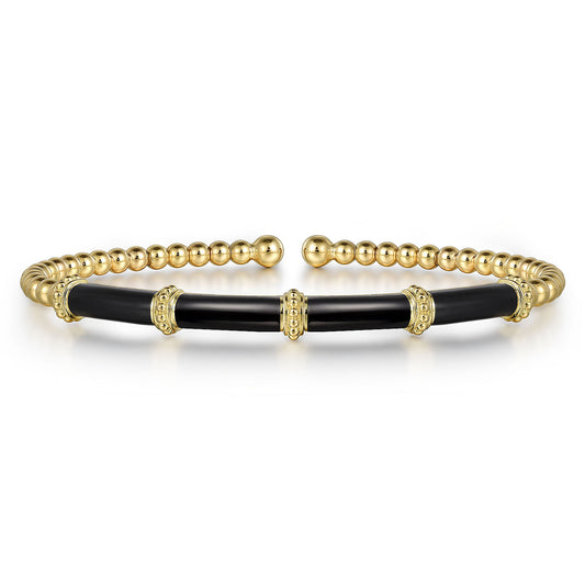 Gabriel & Co. Bujukan Beads Split Bangle With Black Enamel
