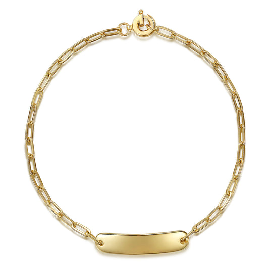 Gabriel & Co. Hollow Paperclip Chain Personalized Id Bracelet