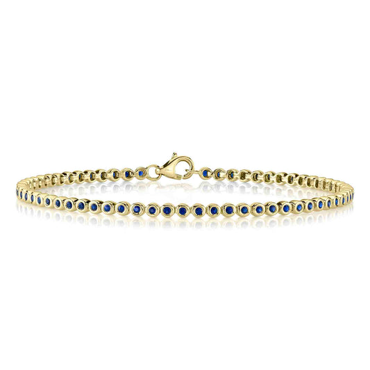 Shy Creation Blue Sapphire Bezel Tennis Bracelet