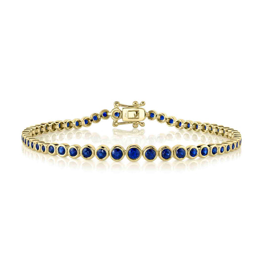 Shy Creation Blue Sapphire Bezel Tennis Bracelet