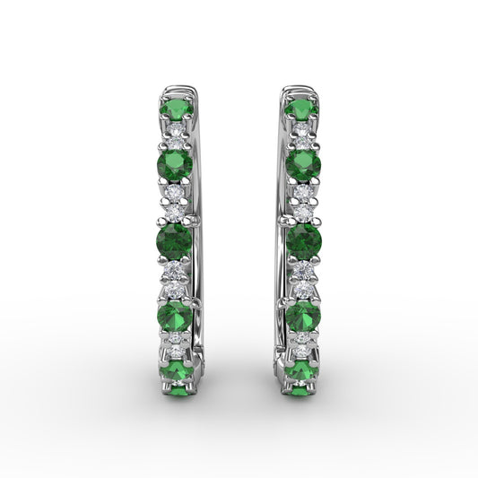 Fana Precious Emerald And Diamond Hoop Earrings