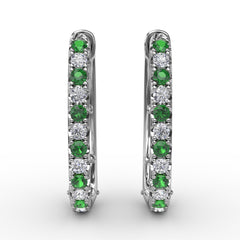 Fana Alternating Emerald And Diamond Hoop Earrings