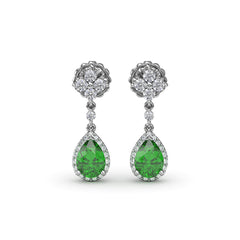 Fana Emerald And Diamond Teardrop Dangle Earrings