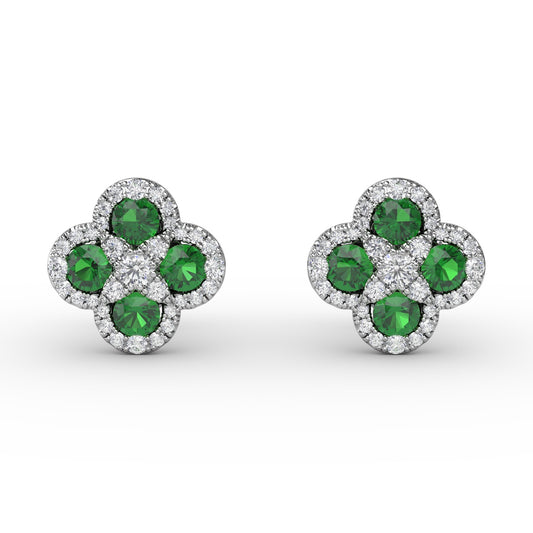 Fana Endless Bliss Emerald And Diamond Cluster Studs