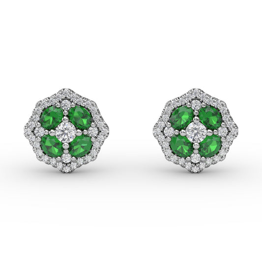Fana Striking Emerald And Diamond Stud Earrings