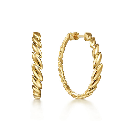 Gabriel & Co. 30MM Marquise Pattern Hoop Earrings