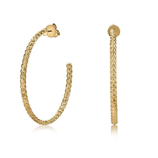 A. Jaffe 50MM Gold Quilted Hoops