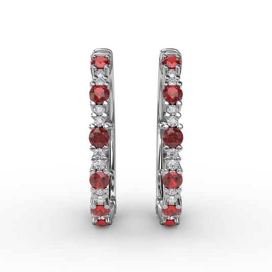 Fana Precious Ruby And Diamond Hoop Earrings
