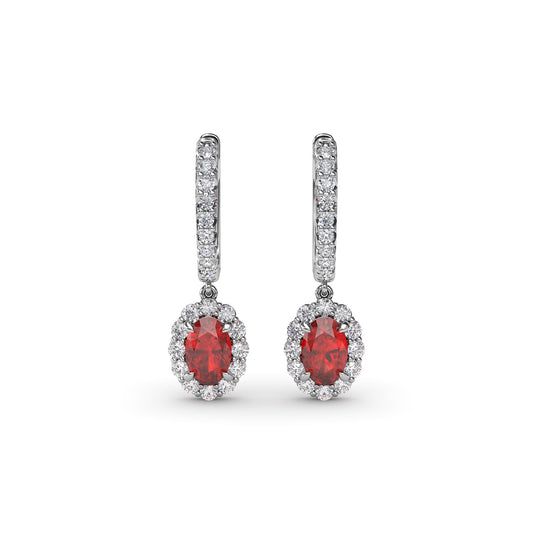 Fana Dazzling Ruby And Diamond Drop Earrings