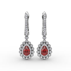 Fana Pear-Shaped Ruby And Diamond Earrings