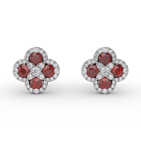 Fana Endless Bliss Ruby And Diamond Cluster Studs