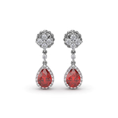 Fana Ruby And Diamond Teardrop Dangle Earrings