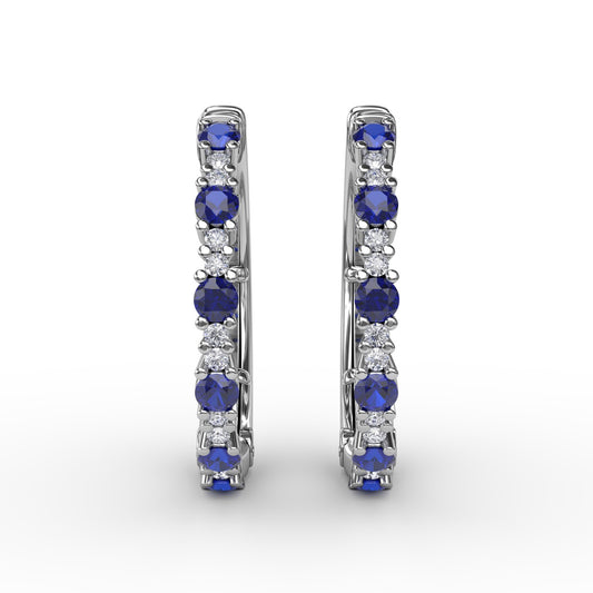 Fana Precious Sapphire And Diamond Hoop Earrings