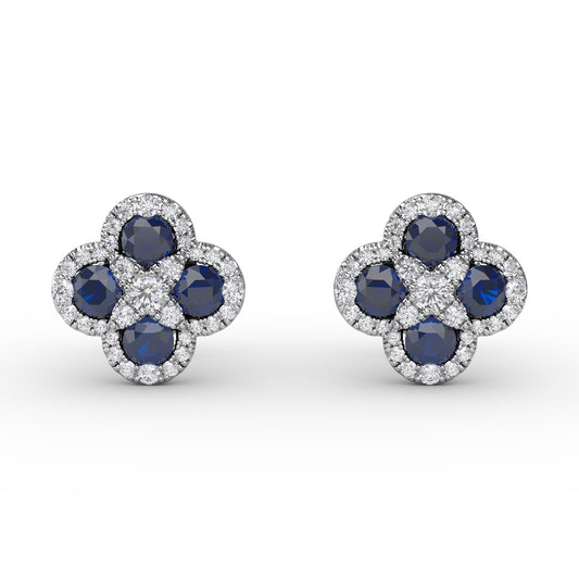 Fana Endless Bliss Sapphire And Diamond Cluster Studs